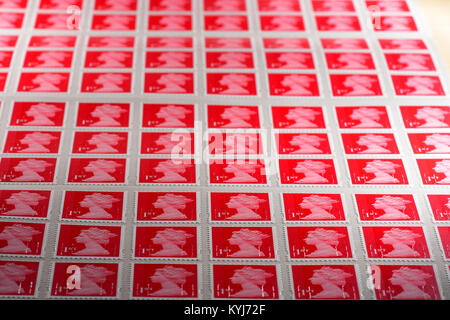 Britische 1. Klasse Briefmarken Blatt Stockfoto