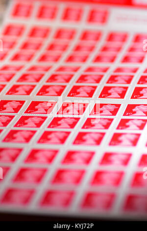 Britische 1. Klasse Briefmarken Blatt Stockfoto