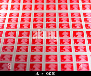 Britische 1. Klasse Briefmarken Blatt Stockfoto