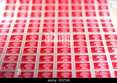 Britische 1. Klasse Briefmarken Blatt Stockfoto