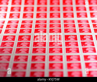 Britische 1. Klasse Briefmarken Blatt Stockfoto