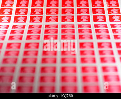 Britische 1. Klasse Briefmarken Blatt Stockfoto