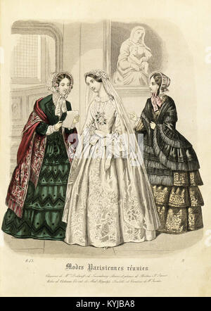 Eine Illustration aus dem Stockholms Mode-Journal aus dem Jahr 1853, die schwedische Mode aus dem 19. Jahrhundert zeigt, wie Damenkleidstile und urbane Kulturtrends in Stockholm gezeigt werden. Stockfoto