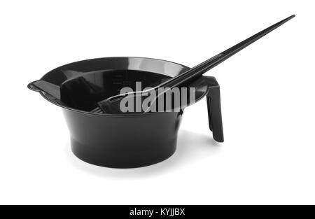 Haare färben auf weißem Hintergrund Stockfoto