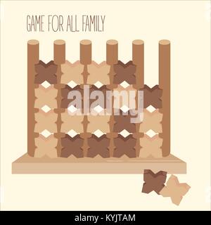 Holz- Tic Tac Toe Strategy Board Game Stock Vektor