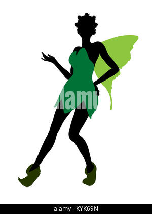 Tinker Bell Abbildung Silhouette auf weißem Hintergrund Stockfoto