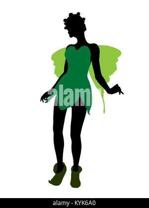 Tinker Bell Abbildung Silhouette auf weißem Hintergrund Stockfoto