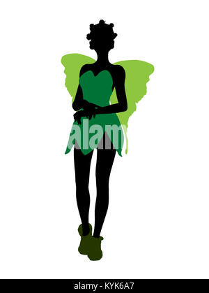 Tinker Bell Abbildung Silhouette auf weißem Hintergrund Stockfoto