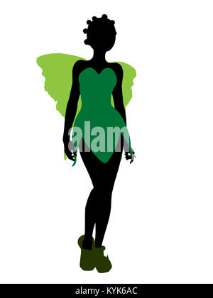 Tinker Bell Abbildung Silhouette auf weißem Hintergrund Stockfoto