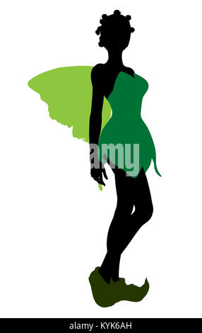 Tinker Bell Abbildung Silhouette auf weißem Hintergrund Stockfoto