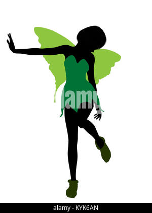 Tinker Bell Abbildung Silhouette auf weißem Hintergrund Stockfoto