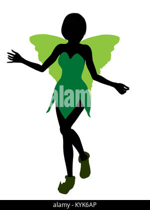 Tinker Bell Abbildung Silhouette auf weißem Hintergrund Stockfoto