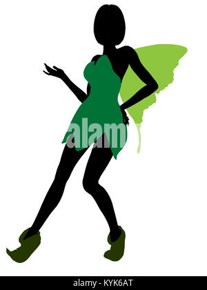 Tinker Bell Abbildung Silhouette auf weißem Hintergrund Stockfoto