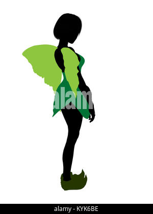 Tinker Bell Abbildung Silhouette auf weißem Hintergrund Stockfoto