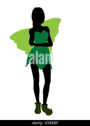 Tinker Bell Abbildung Silhouette auf weißem Hintergrund Stockfoto