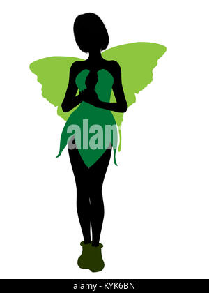 Tinker Bell Abbildung Silhouette auf weißem Hintergrund Stockfoto