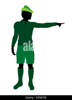 Peter Pan Abbildung Silhouette auf weißem Hintergrund Stockfoto