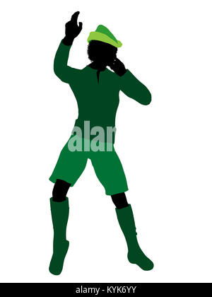 Peter Pan Abbildung Silhouette auf weißem Hintergrund Stockfoto