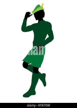 Peter Pan Abbildung Silhouette auf weißem Hintergrund Stockfoto