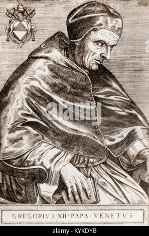 Gregor XII., c 1326 - 18. Oktober 1417, Papst vom 30. November 1406 bis 4. Juli 1415 Stockfoto