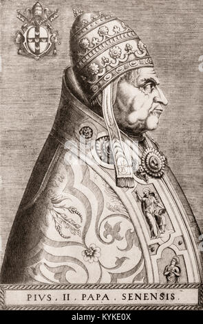 Pius II., Enea Silvio Piccolomini Bartolomeo geboren 1405 - 14. August 1464, war Papst von 1458 bis zu seinem Tod Stockfoto