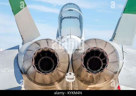 Auspuff oder Düse bei einem F-18 Fighter jet. Stockfoto