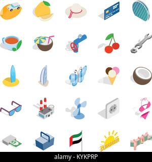 Dubai Symbole gesetzt, isometrische Stil Stock Vektor