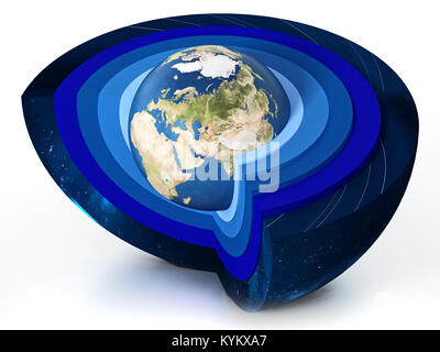 Masse der Atmosphäre Diagramm. 3D-Darstellung. Stockfoto