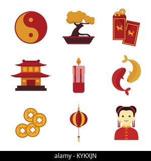 Einfach niedlich Chinesisch benutzerdefinierte Kultur Vector Illustration Graphic Design. Stock Vektor