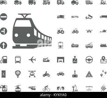 Zug Symbol. Schnellzug Symbol. Transport und Logistik Symbole. Transport set Symbole. Stock Vektor