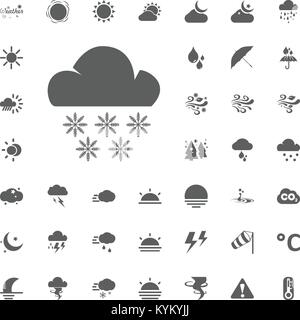 Cloud und Schneeflocken Symbol. Wetter Vector Icons einstellen. Stock Vektor