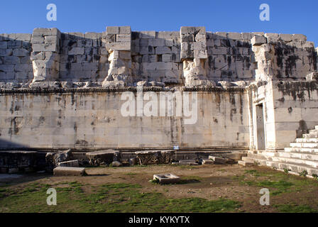Wand der Apollo Tempel in Didim, Türkei Stockfoto