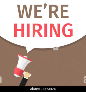 Hand mit Megafon und Sprechblasen mit Text' die Einstellung 'Vector EPS 10 Abbildung Stockfoto