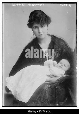 Eine historische Illustration des Schiffs Baroness Beaumont mit verschiedenen Orten, einschließlich Cheyenne. Das Bild zeigt das Schiff in einer alten maritimen Szene. Stockfoto