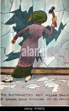 Dieses Bild fängt die Suffragetten in einem intensiven Moment während der Kampagne für Frauenrechte ein. Das Foto spiegelt ihren Kampf für Gleichheit und ihren Aktivismus in der Gesellschaft des frühen 20. Jahrhunderts wider. Stockfoto