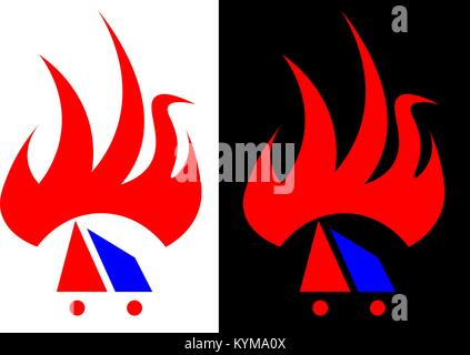 Abstrakte Flamme, isoliert und gegen einen dunklen Hintergrund design Business Logo Stock Vektor