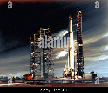 Ein historisches Raumfoto aus der Serie 08, das wichtige Details zu Weltraumforschung und frühen Weltraummissionen erfasst. Stockfoto