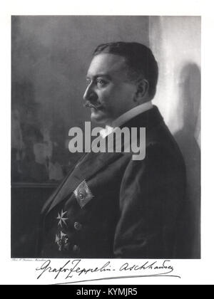 Porträt von Ferdinand, Graf von Zeppelin (1838–1917), einem Pionier des Luftfahrtforschers, der für die Entwicklung des starren Luftschiffs Zeppelin bekannt ist. Stockfoto