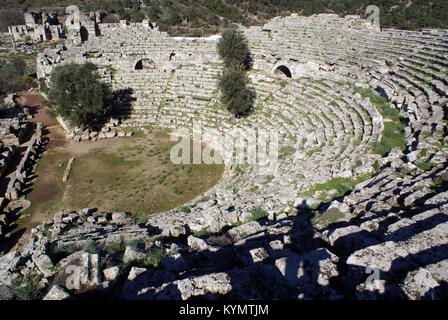 Ruinen der römischen Theater in Kaunos in der Nähe von Dalyan, Türkei Stockfoto