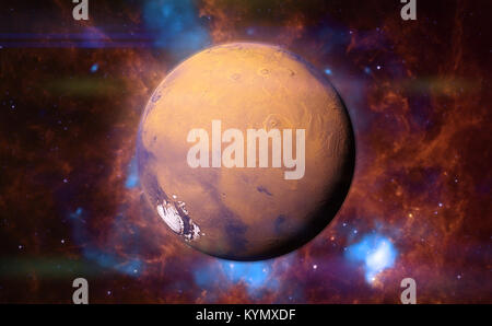 Planet Mars vor einem bunten Nebel (3D-Illustration, Elemente dieses Bild von der NASA eingerichtet sind). Stockfoto
