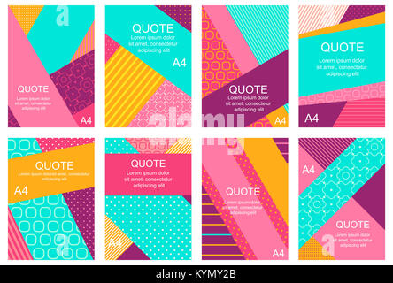 Sammlung von Banner, Flyer, Plakate mit abstrakten geometrischen Hintergründe. Für Scrapbooking. Vector template Karte für die Begrüßung, Dekorationen, con Stockfoto