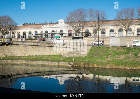 Gare, de, Carcassonne, Next, zu, Canal du Midi, Aude, Zug, Station, Frankreich, Stockfoto