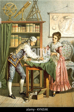 William Herschel und Caroline Herschel, Friedrich Wilhelm Herschel, Astronomen Stockfoto