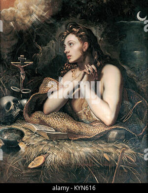 Der reuige Magdalena, St. Maria Magdalena, jüdische Frau, die mit Jesus als einer seiner Nachfolger von Domenico Tintoretto reiste Stockfoto