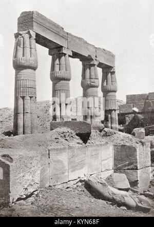 Spalten im Tempel des Thutmosis III. aka Thutmosis, Thutmosis III oder Thothmes, Karnak, Ägypten. Von den Wundern der Welt, veröffentlicht C 1920. Stockfoto