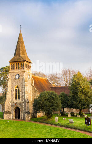 St. Nikolaus Kirche im Dorf Wickham, Hampshire, England, Großbritannien Stockfoto