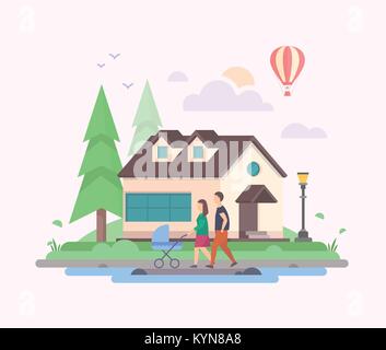 Sweet Home - moderne Wohnung design Vector Illustration Stock Vektor