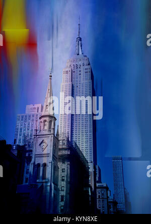 Marmor Stiftskirche in New York City auf blured Blau abstrakt Hintergrund. 3D-Rendering Stockfoto