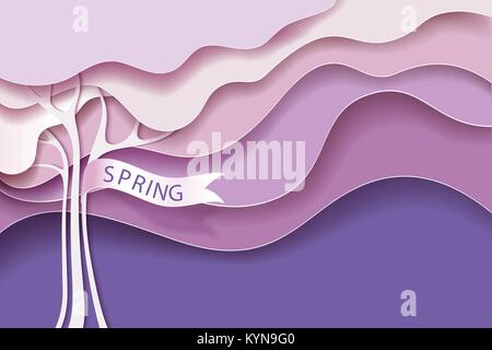 Frühling Karte mit rosa Baum Stock Vektor