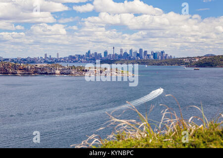 North Head Blick auf die Skyline von Sydney, NSW, Australien Stockfoto